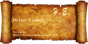 Holes Elemér névjegykártya